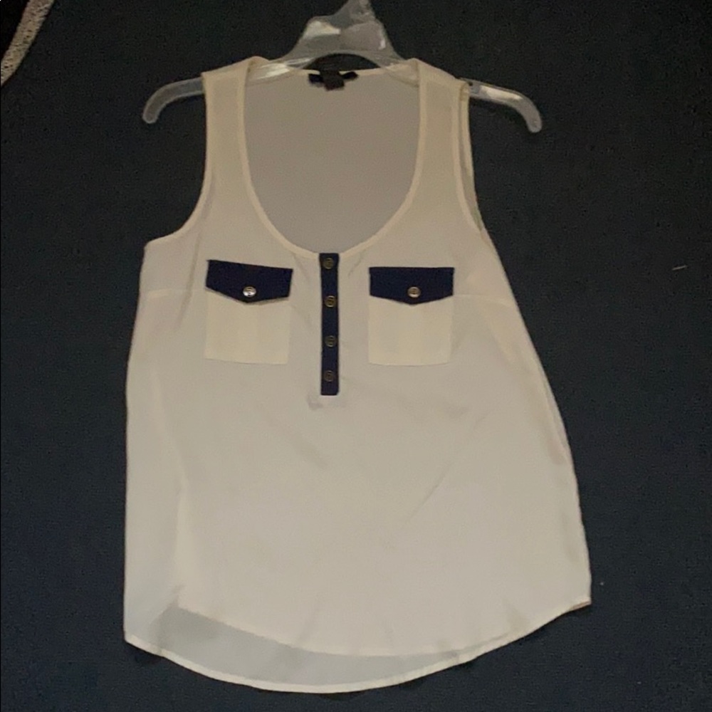 Navy and white tank blouse.